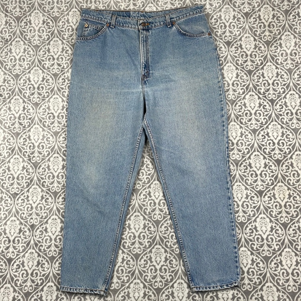 vintage levi's 950 jeans orange tab blue high waist made in usa women's plus